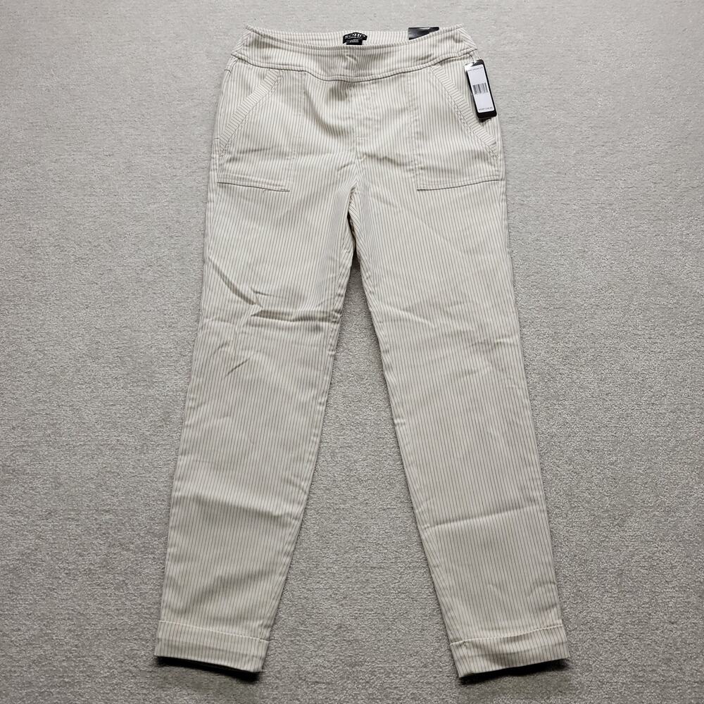 NWT SOHO Apparel Ltd Women's Size M Striped Pull On Ankle Pants Stretch